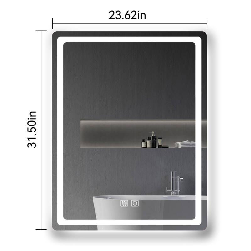 31 x 24 Frameless Light Bathroom Vanity LED Mirror, Dimmable Defogger Bathroom Wall Mirror with Light