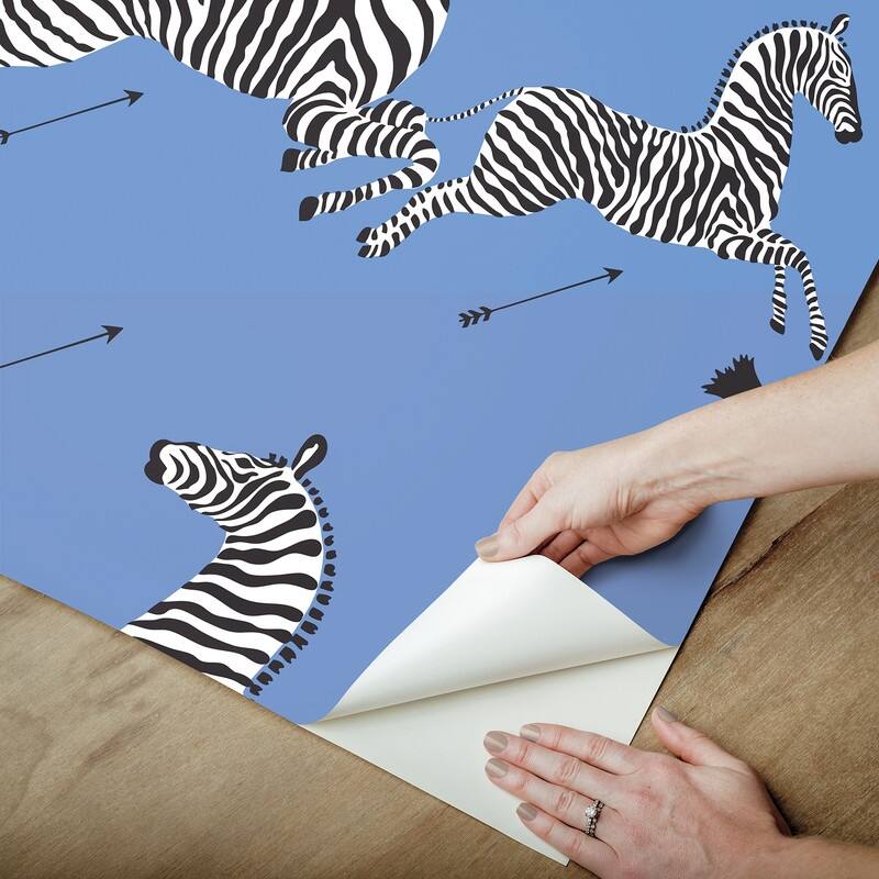 Scalamandre Azure Zebra Safari Peel & Stick Wallpaper