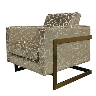 Harp & Finial Finch Chair - Beige Geoffrey Cobblestone Fabric, Brass Fame