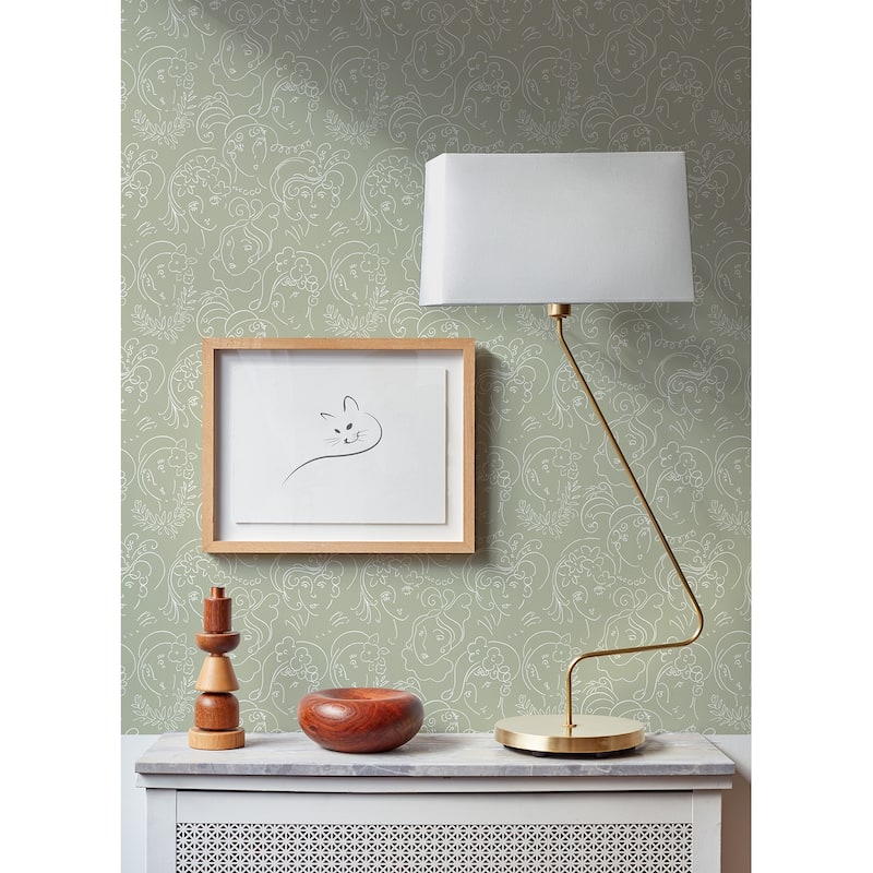 NuWallpaper Lovely Green Ladies Who Lunch Novelty Peel & Stick Wallpaper