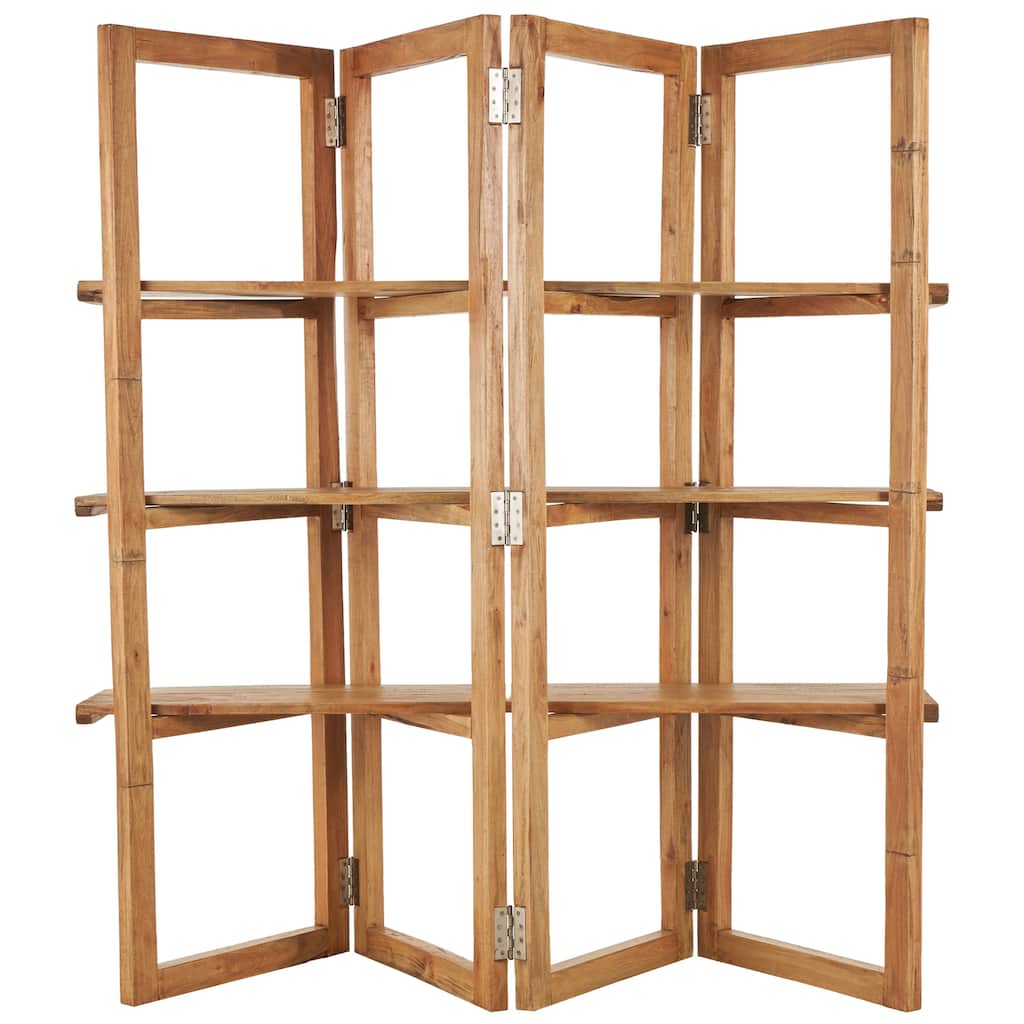 Wood Handmade Folding 3 Shelf Shelving Unit with Silver Metal Hardware - Brown - Roche River Decor - 22"W x 63"L x 71"H