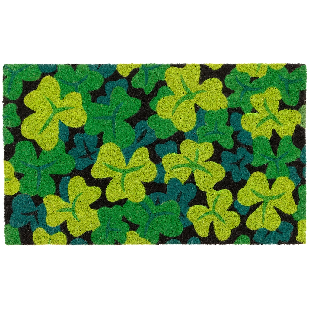 Black Coir Multicolor Green Shamrock Outdoor Doormat 18" x 30"