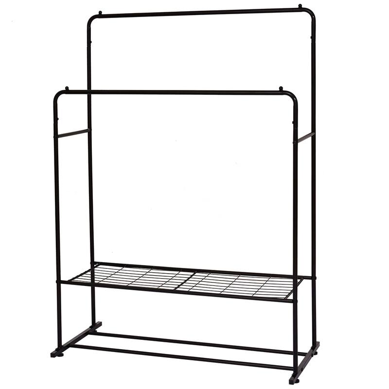Global Pronex Garment Rack Freestanding Hanger Double Rods Multi