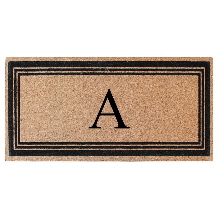 A1HC Natural Coir Monogrammed Flock Anti shed Treated Durable Doormat BlackBeige - 36"X72" - A
