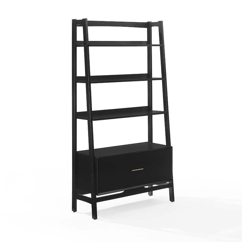Crosley Landon Large Etagere Bookcase - Matte Black