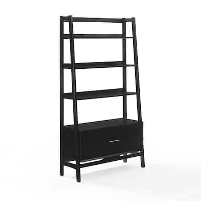 Crosley Landon Large Etagere Bookcase - Matte Black