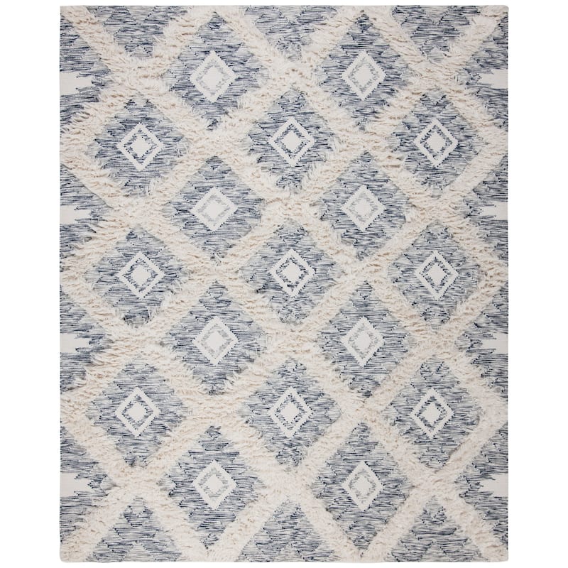 SAFAVIEH Hand-knotted Kenya Arlenne Southwestern Tribal Wool Rug - 6' x 9' - Blue/Ivory