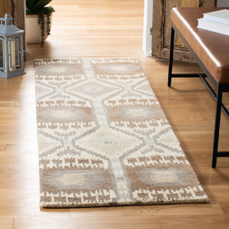SAFAVIEH Handmade Wyndham Alisha Modern Wool Rug - 2'3" x 11' Runner - Natural/Multi