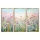 preview thumbnail 17 of 18, Designart "Wild Flowers Meadows" Flower Field Framed Art Set of 3 - Traditional Wall Art Set Purple Wall Decor 3 Pieces