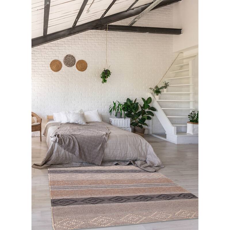 ECARPETGALLERY Braid weave Sienna Grey Wool Rug - 6'1 x 8'10