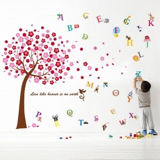 Walplus Huge Pink Tree Alphabets Children Wall Sticker Nursery Decor