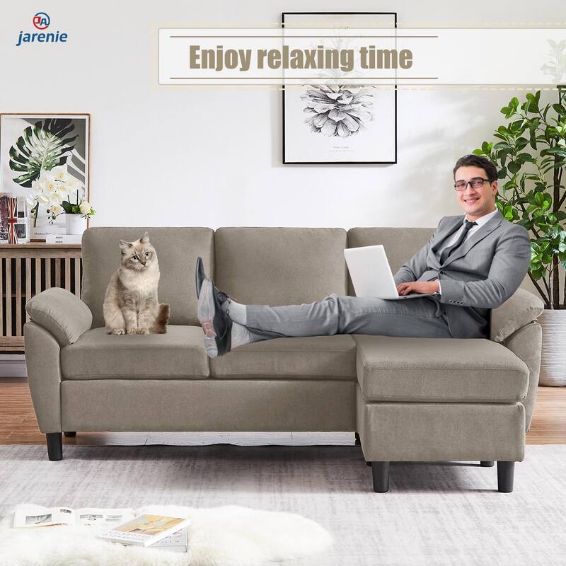 Modern Sectional Sofa Couch L Shaped with Removable Armrest, Convertible Couch with Reversible Ottoman for Living Room