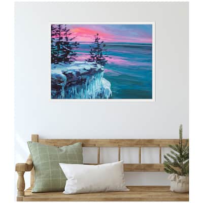 Kate and Laurel Framed Canvas Winter At Cave Point by Rachel Christopoulos