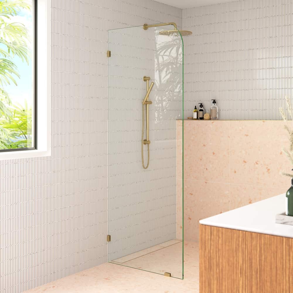 Glass Warehouse 34" x 78" Frameless Shower Door - Single Fixed Panel Radius