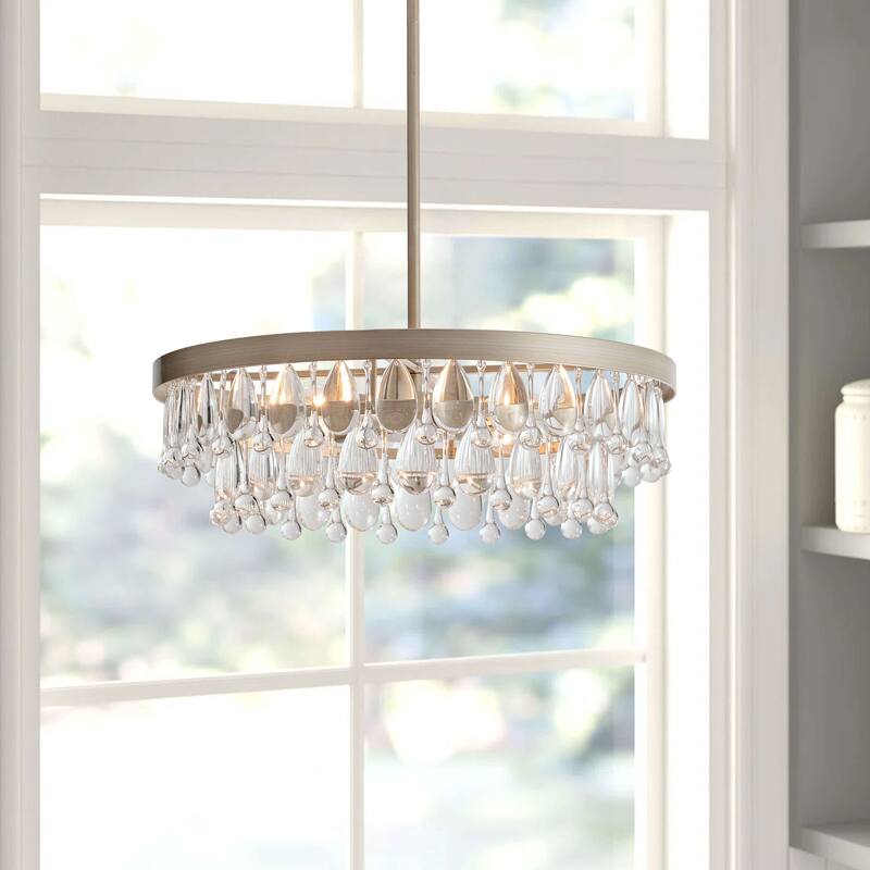 Viviana 4-light Crystal Teardrop Round Chandelier