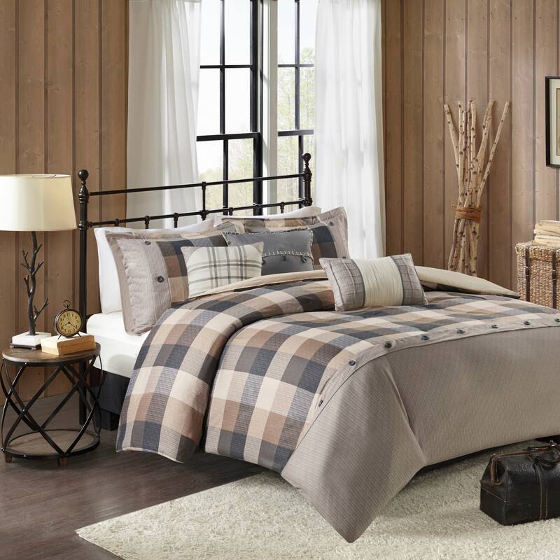 GDF Studio - Ridge 6-Piece Herringbone Duvet Cover Set with Decorative Pillows