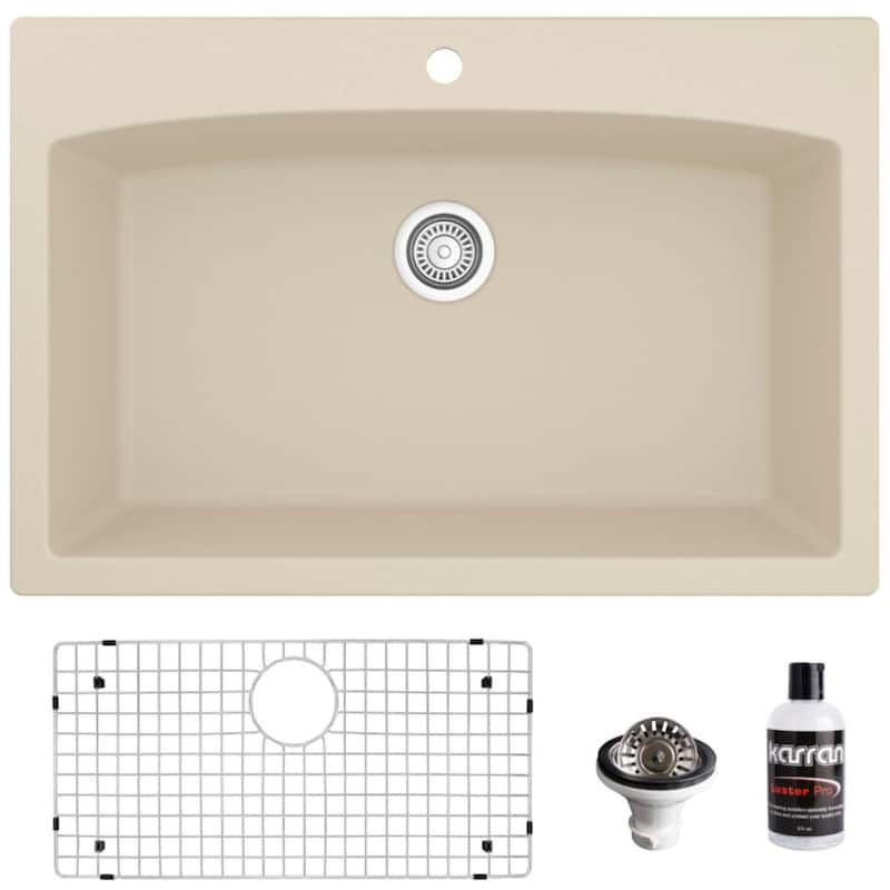 Karran USA QT-712-PK1 Quartz QT 33" Drop In Single Basin Quartz - Bisque