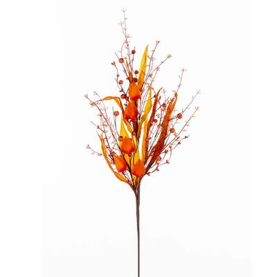 Vickerman 29" Orange Fall Artificial Lantern, Berry, and Husk Spray, 2 per bag