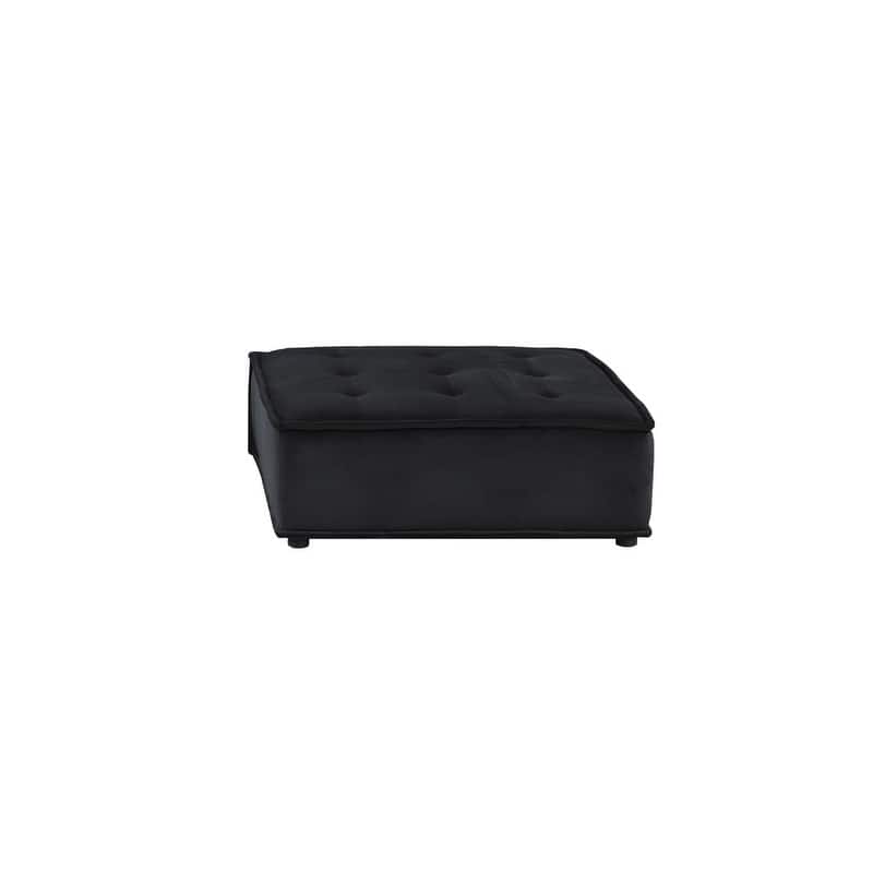Alaya 160 Inch 4 Piece Modular Sofa, Tufted Soft Black Velvet