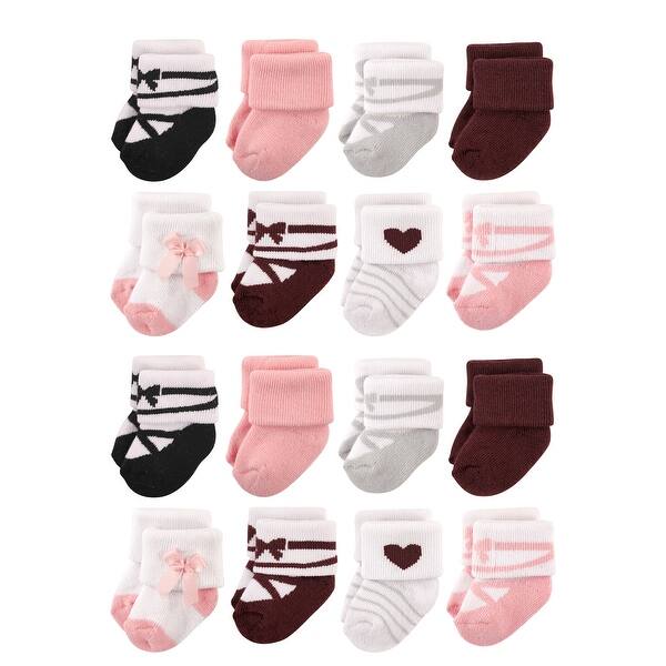 slide 1 of 1, Hudson Baby Cotton Rich Baby Terry Socks 16-Pack, Ballet Burgundy Ballet Burgundy - 0-6 Months