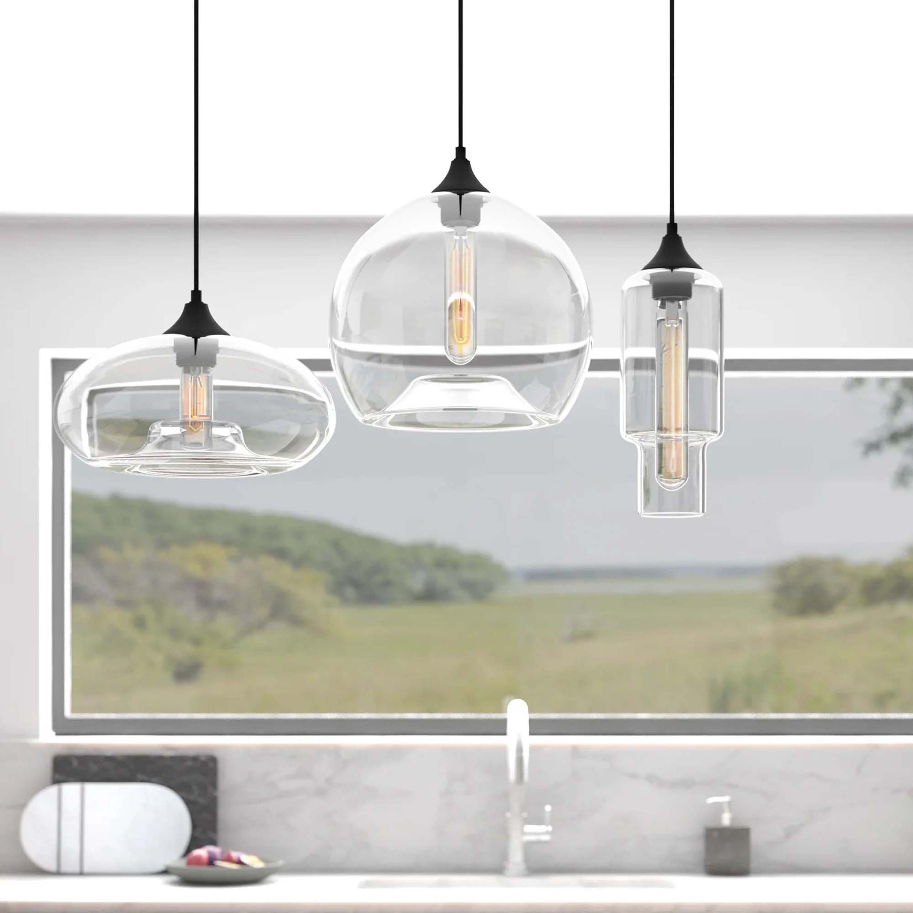 Modern clear glass pendant light top