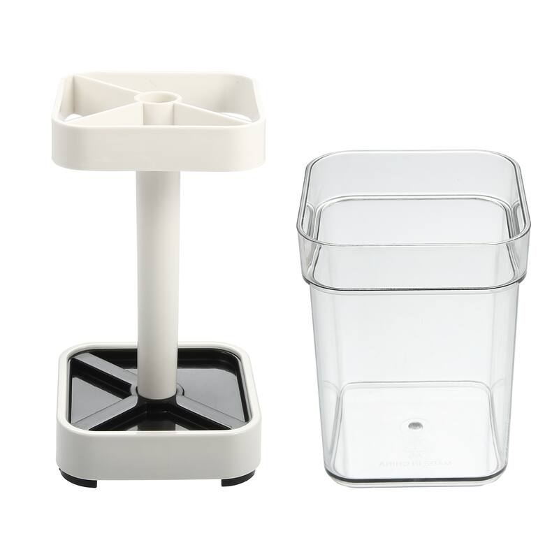 1Pc Toothbrush Holder Stand with Cover with 3 Slots ABS White 8.86"x2.87"