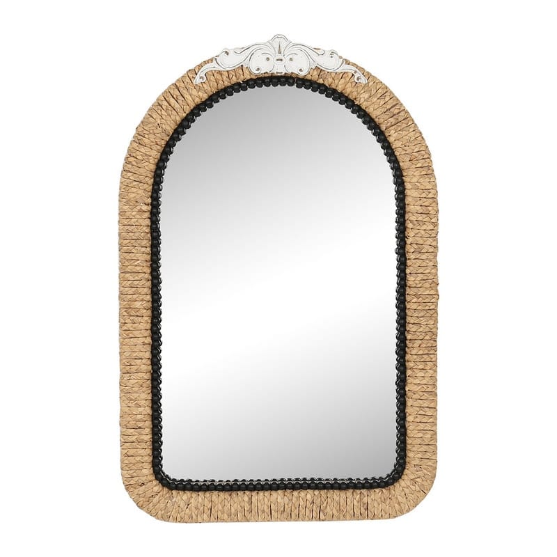 Serenity Arched Rattan Frame Boho Wood Wall Mirror - 35.5"H x 23.75"W x 1.25"D