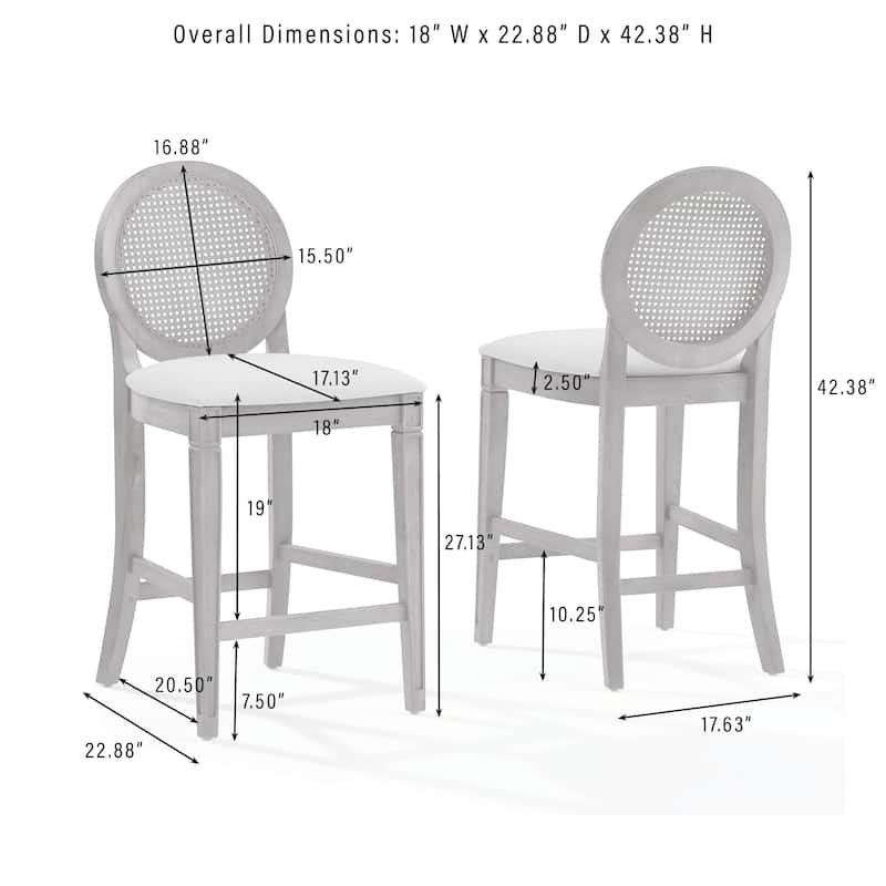 Crosley Katia 2-Piece Cane-Back Counter Stool Set