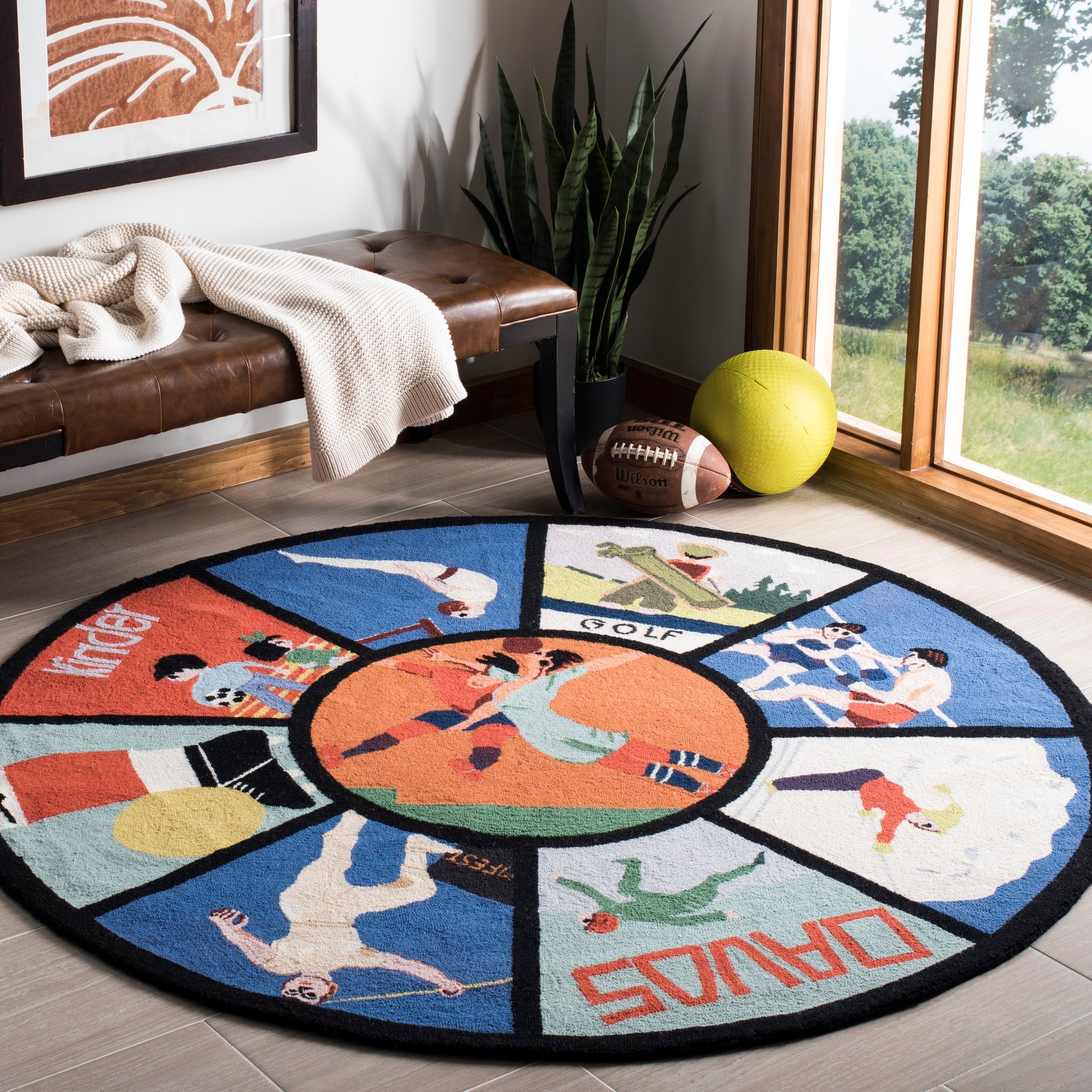 Safavieh Hand-hooked Vintage Poster Prakseda Sports Novelty Wool Rug