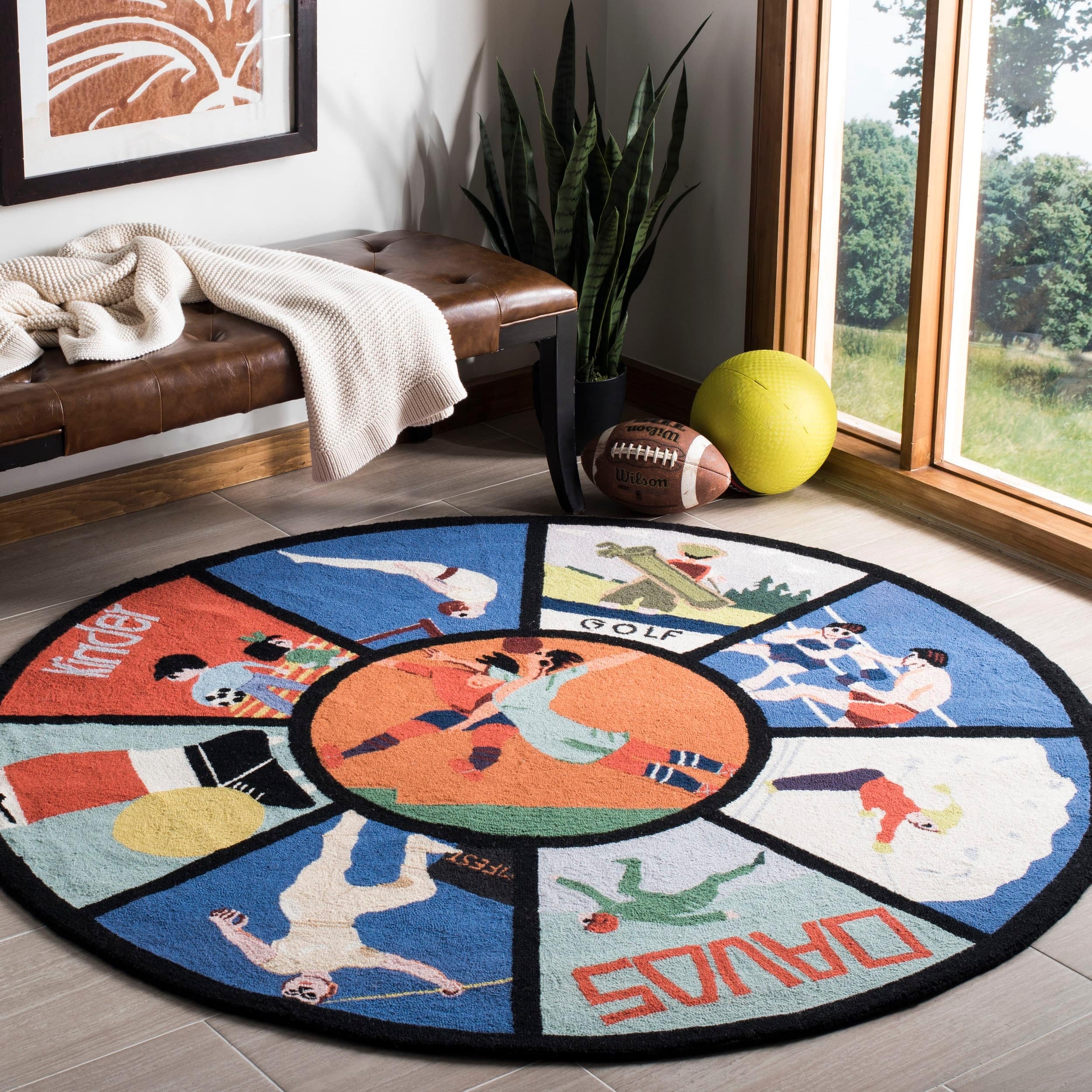 Shop Safavieh Hand Hooked Vintage Poster Prakseda Sports Novelty Wool Rug On Sale Overstock 2307166