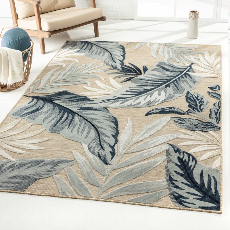 Sevita Botanical Textured Contemporary Indoor/Outdoor Area Rug