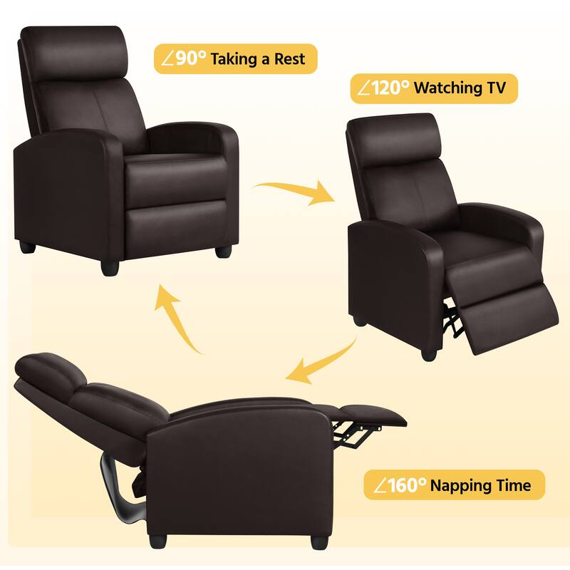 Yaheetech Recliner Chair PU Leather Adjustable Reclining Chair Sofa