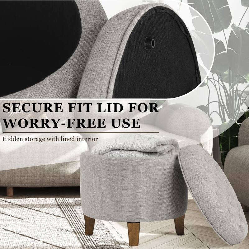 Carson Carrington Hare Button-tufted Round Storage Ottoman