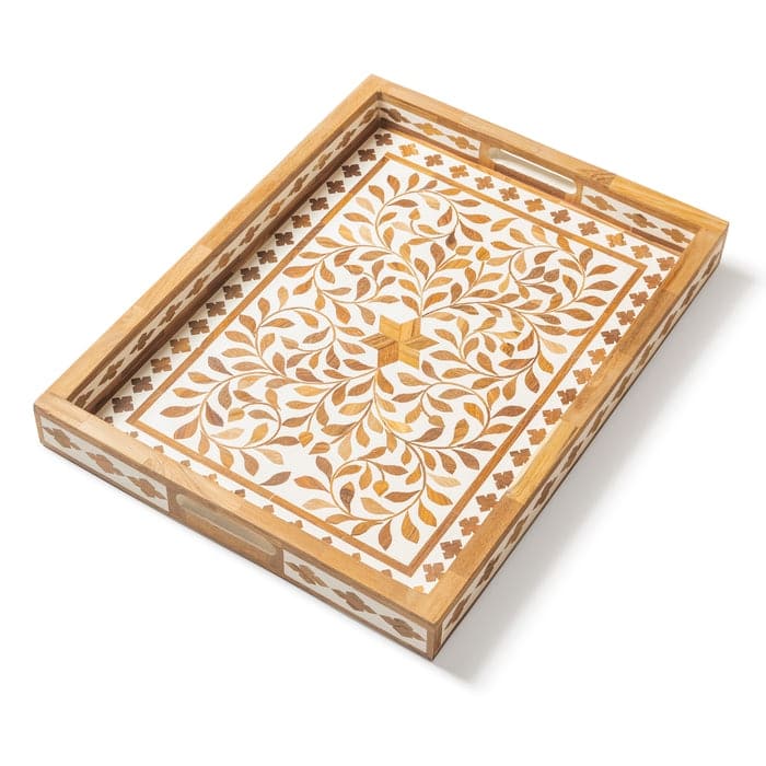 Jodhpur Wood Inlay Decorative Tray, 20" x 15"