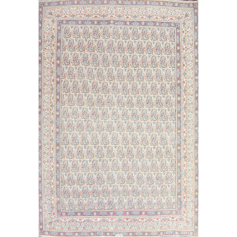 Muted Distressed Paisley Kerman Persian Area Rug Handmade Wool Carpet - 9'8" x 12'6"