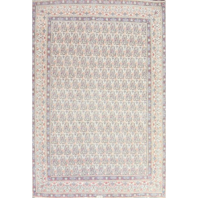 Muted Distressed Paisley Kerman Persian Area Rug Handmade Wool Carpet - 9'8" x 12'6"