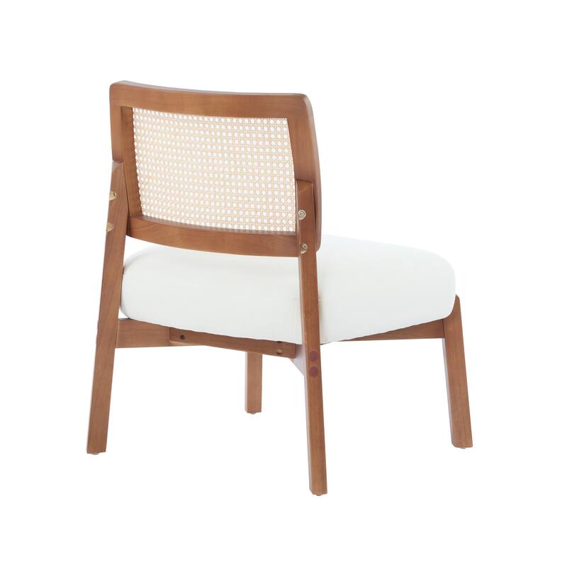 Woven Backrest Lounge Chairs (Set of 2）with Sturdy Wooden Frames, Polyester Upholstered Seats, and Minimalist Design