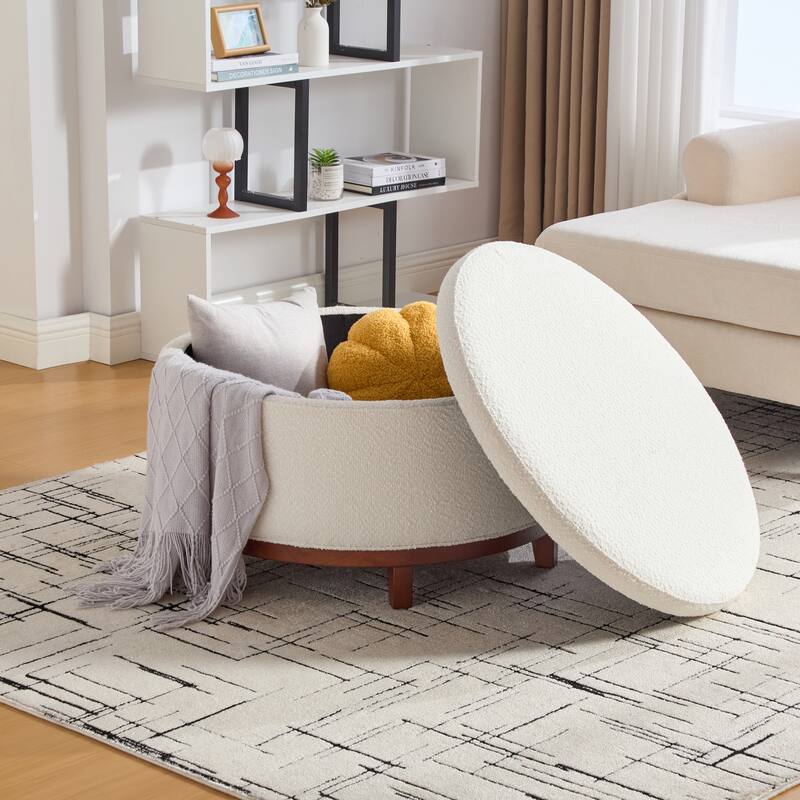 Christopher Knight Home - Modern Fabric Storage Ottoman with Wooden Legs