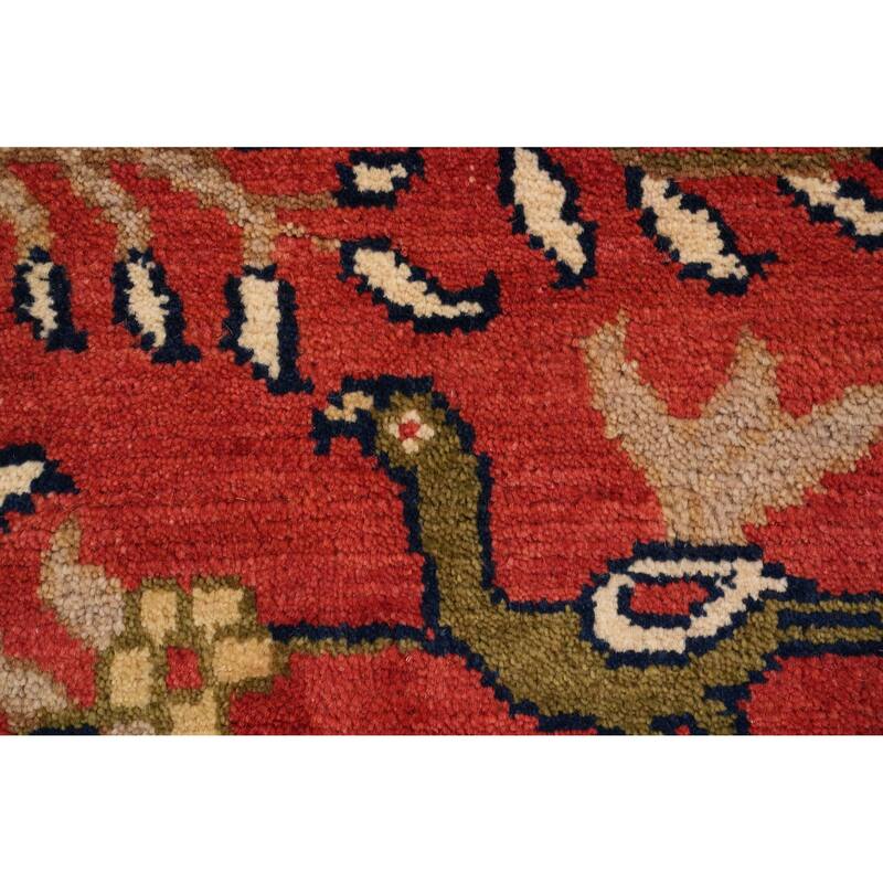 Hand Knotted Oriental 100% Wool Carpet Traditional All-Over Red Ziegler Area Rug - 10' 1'' X 7' 7''