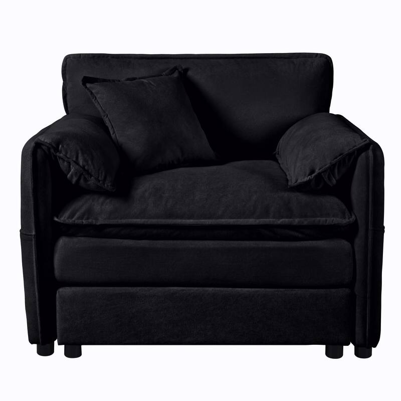 Chenille Upholstered Accent Chair / Oversized Single Sofa Lounge Chair / Deep Seat Reading Sofa Armchair