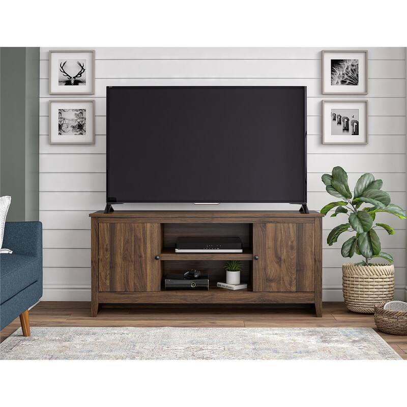 Roomfitters Modern TV Stand for TVs up to 65 Inches with Side Storage Cabinets, Engineered Wood, Walnut