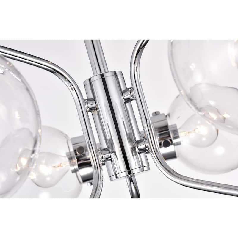 Elaina 6-Light Geometric Metal Frames Semi-Flush Mount with Glass Globe Shades