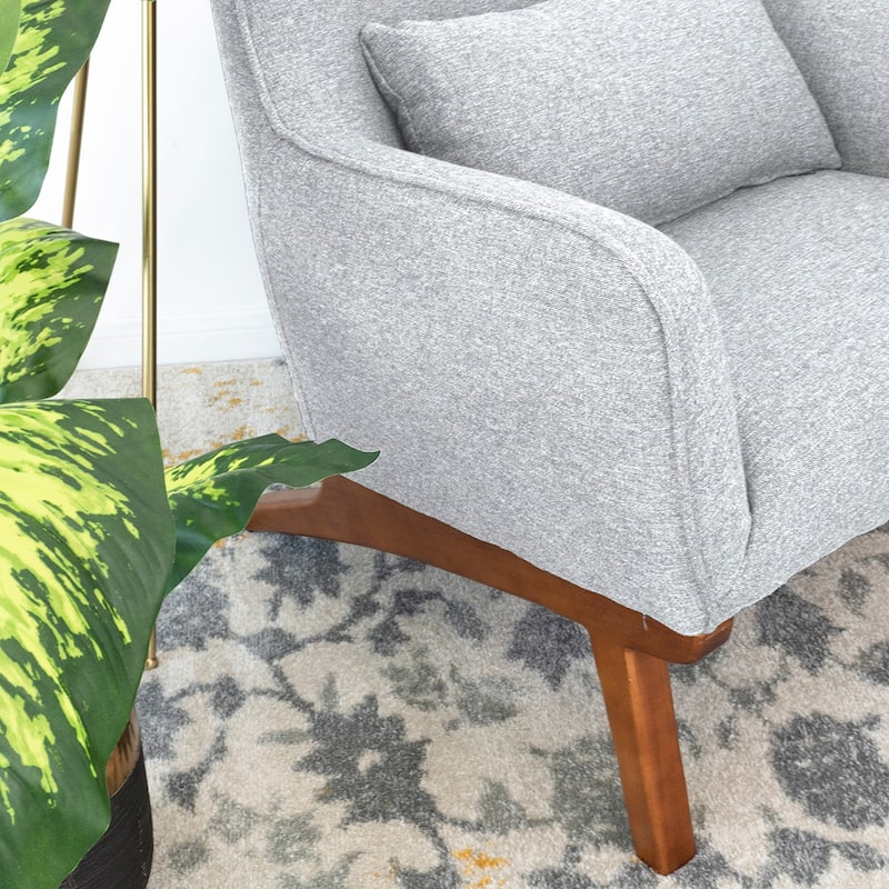 Clarissa Mid Century Modern Luxury Fabric Accent Comfy Wide Armchair