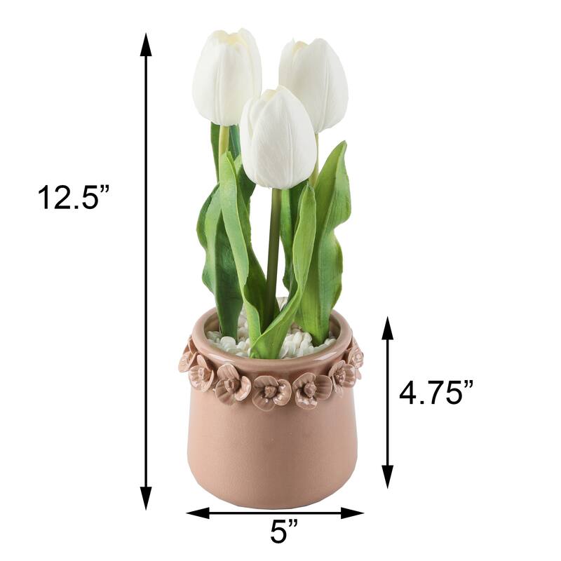 Real-touch Tulips in 4.75" Floral Pot - ONE-SIZE