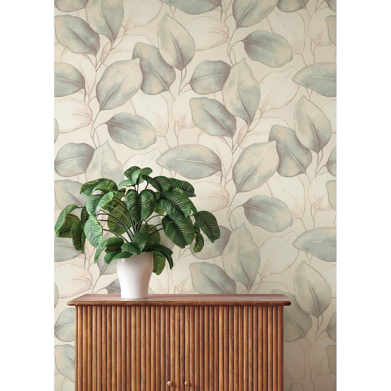 A-Street Prints Evanthe Aqua Vine Wallpaper
