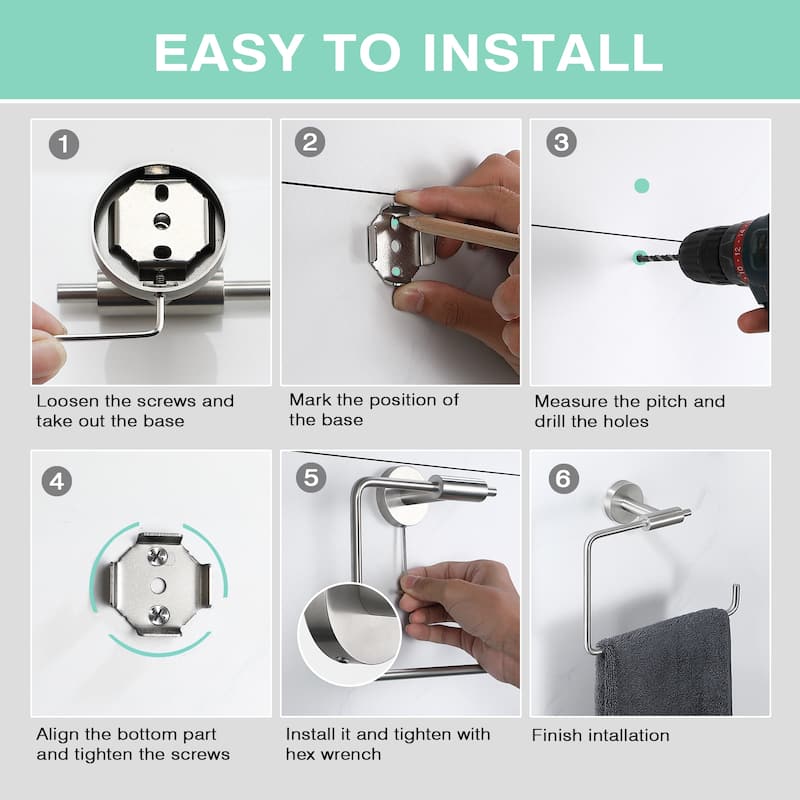 Wall Mounted Towel Ring Towel Holder in Stainless Steel