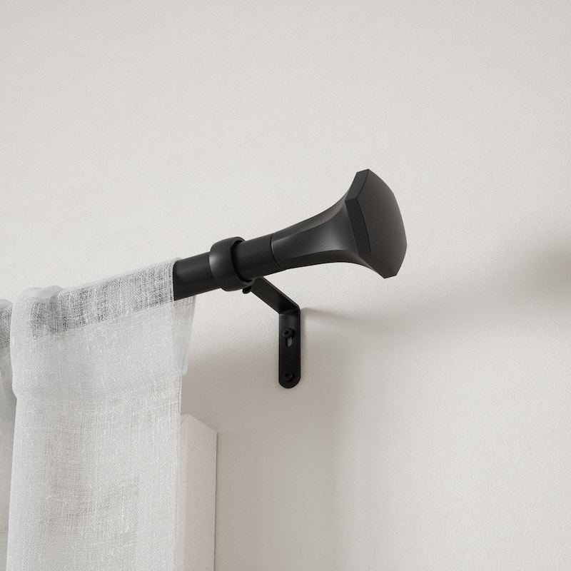 Black Curtain Rod 72-144 Inch Adjustable Telescoping Rod Set - M