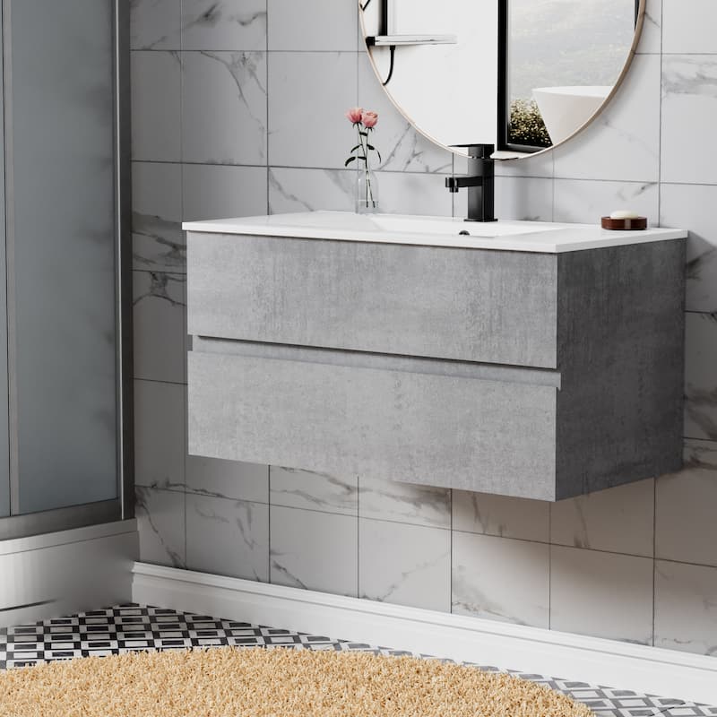 Wall Mounted Bathroom Vanity Sink Combo Cabinet Vanity Set