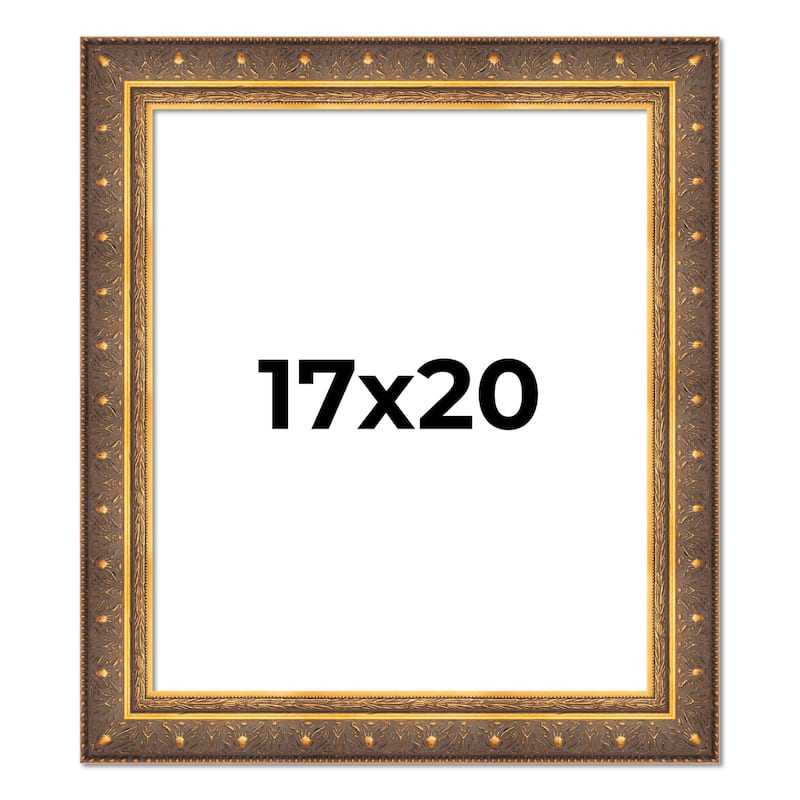 17x20 Frame Gold Real Wood Picture Frame inches Interior Frame Depth 1 inches Museo Bronze Ornate Photo Frame with UV Acrylic