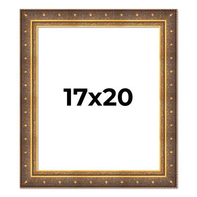 17x20 Frame Gold Real Wood Picture Frame inches Interior Frame Depth 1 inches Museo Bronze Ornate Photo Frame with UV Acrylic
